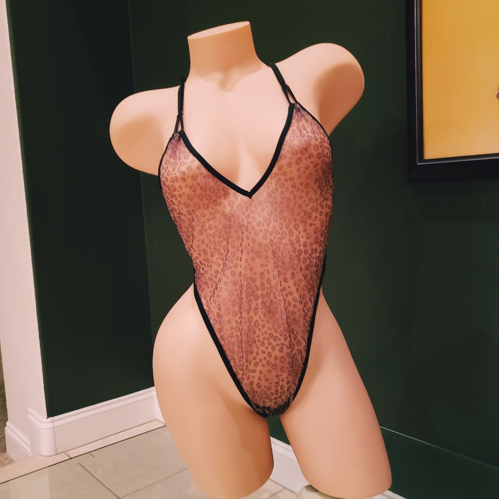Leopard Print Mesh Bodysuit